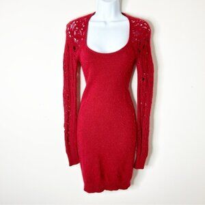 Victoria's Secret Moda Mini Dress Long sleeve Fuzzy Knit Open Back XS Y2k 00s